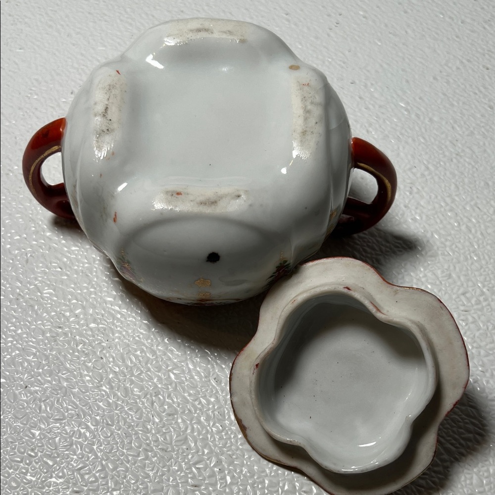 Vintage Porcelain Japanese Geisha Girls Hand-painted Lidded Sugar Bowl - Picture 11 of 11